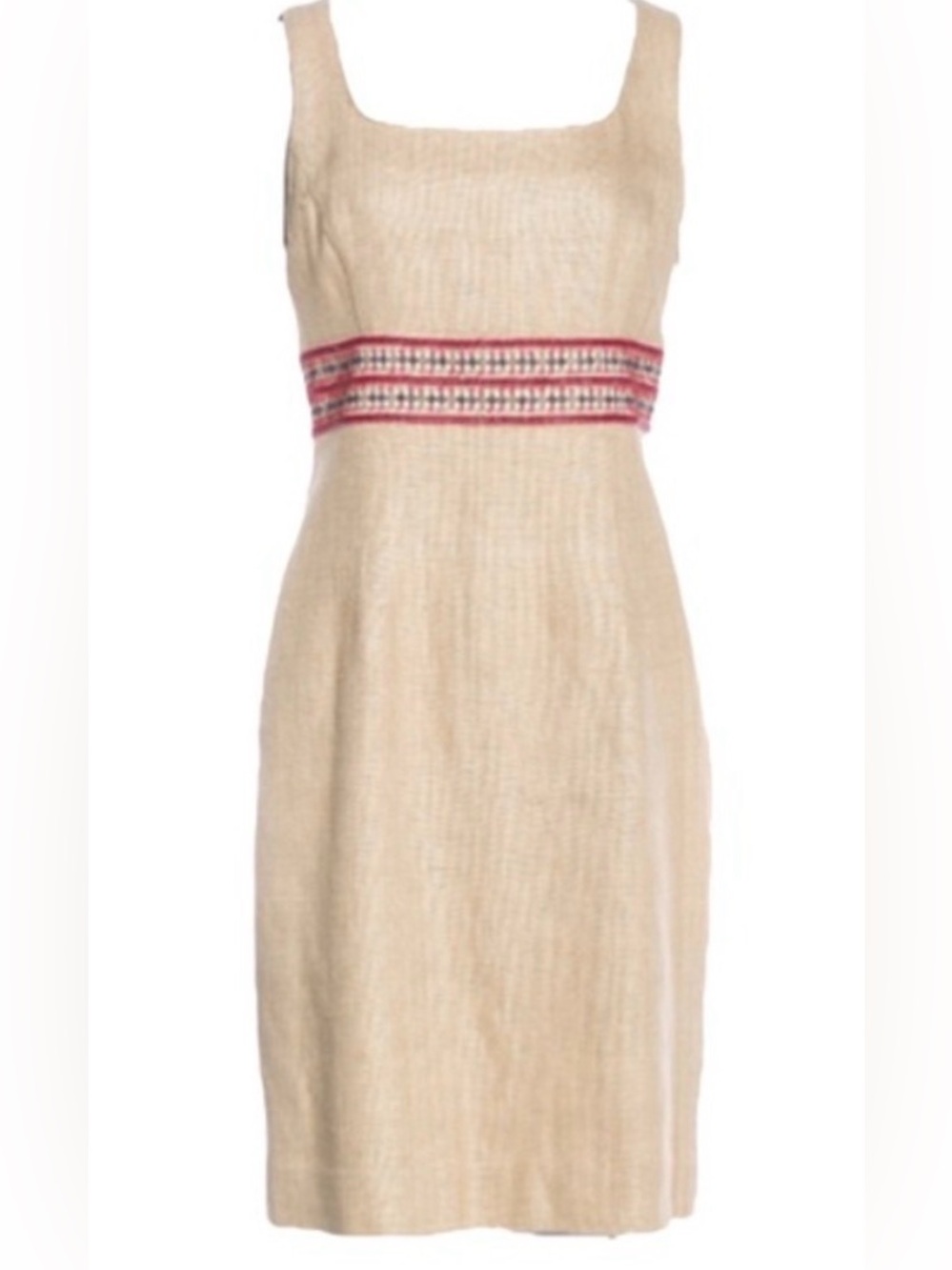 Tory Burch NWOT Silk Tweed Sheath Dress Beaded Waist Size 6